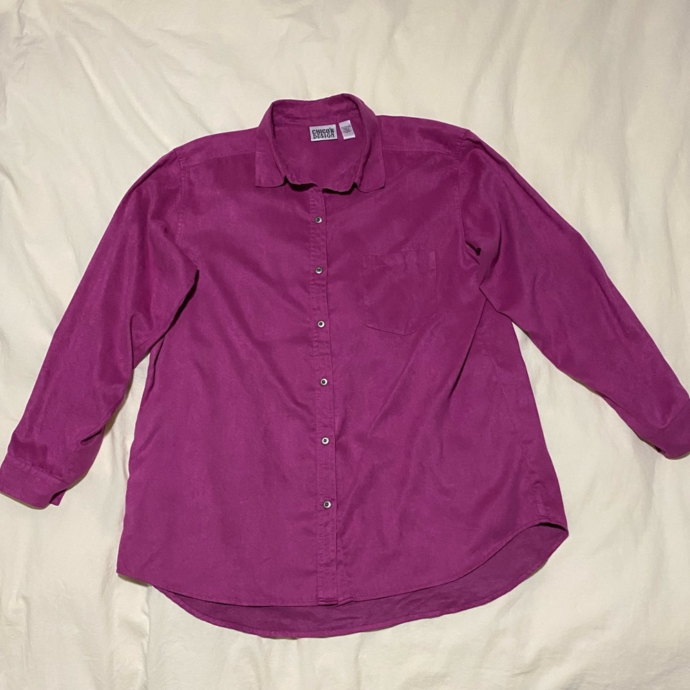 Faux suede button up